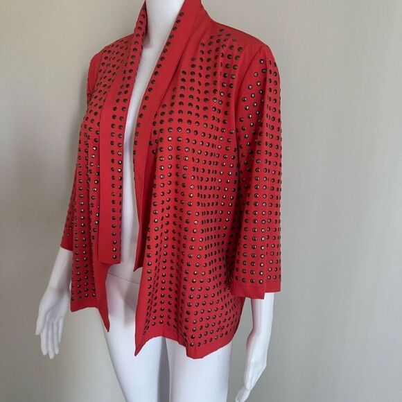 Y2K Studded Slinky Open Front Cardigan Orange - Picture 7 of 9